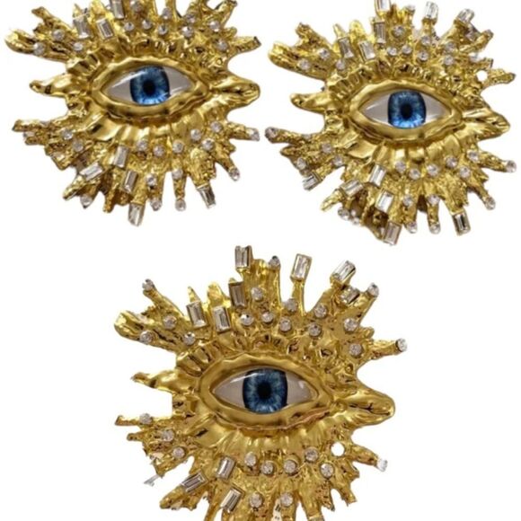 Dazzling Eye Statement Earrings with Crystal Accents! - Picture 4 of 6